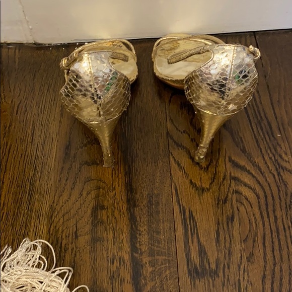 Prada Authentic Gold snakeskin sandals SZ 36 1/2 - Picture 5 of 7